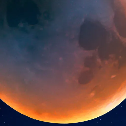 Prompt: lunar eclipse, filmed in space, hyper - realistic, hd