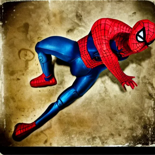 Image similar to a single iron man and spider - man hybrid, dslr, polaroid