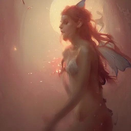 Prompt: “fairy by Greg Rutkowski, realism, fantasy, trending on Artstation”