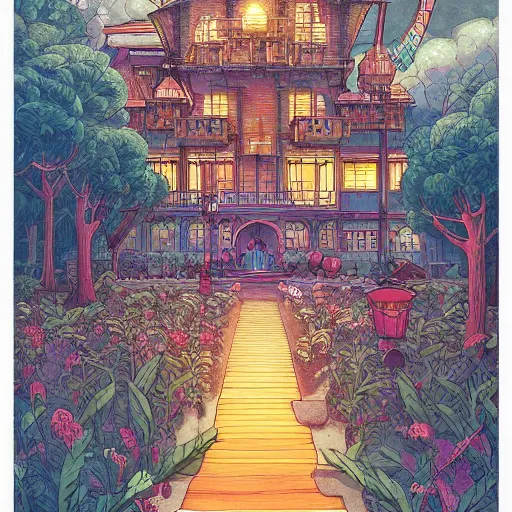 Image similar to intricate illustration, ghibli colorful, cinematic composition