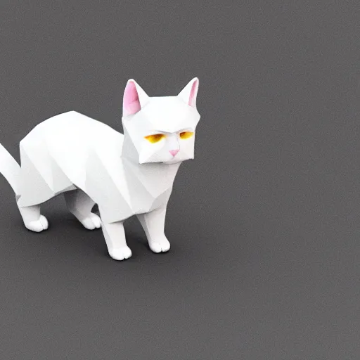 Image similar to cat on white background, 3d isometric, low poly