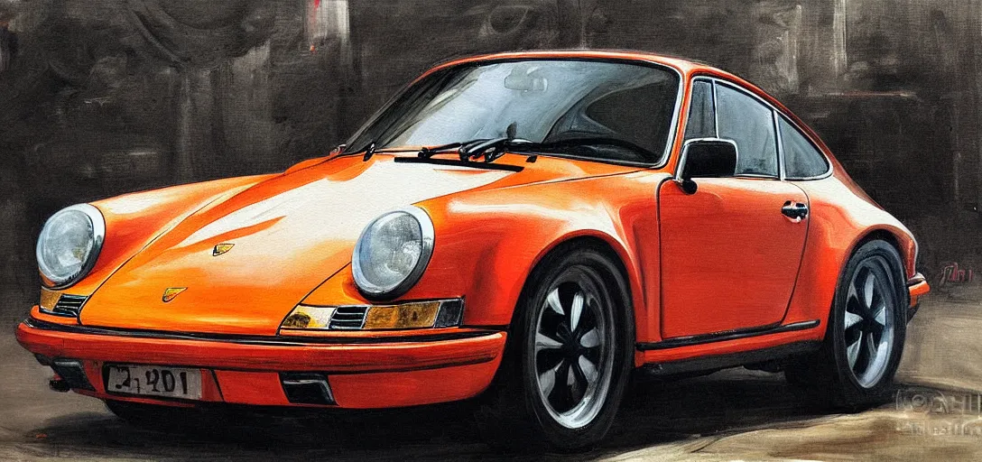 Prompt: upclose painting of a porsche 911 by jan matejko