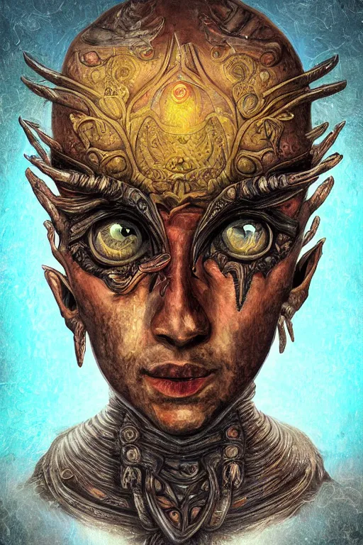 Prompt: portrait of man with seven eyes | digital painting | highly detailed | fantasy