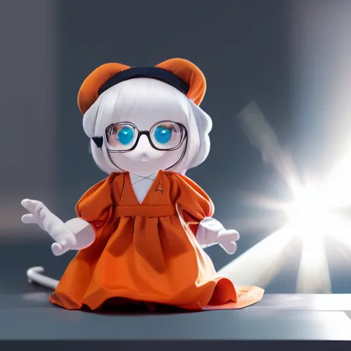 Prompt: cute fumo plush of a girl who is a lab technician, scientist, anime girl, orange lens flare, vray