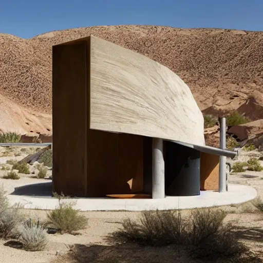 Prompt: biophilia architecture building in the desert