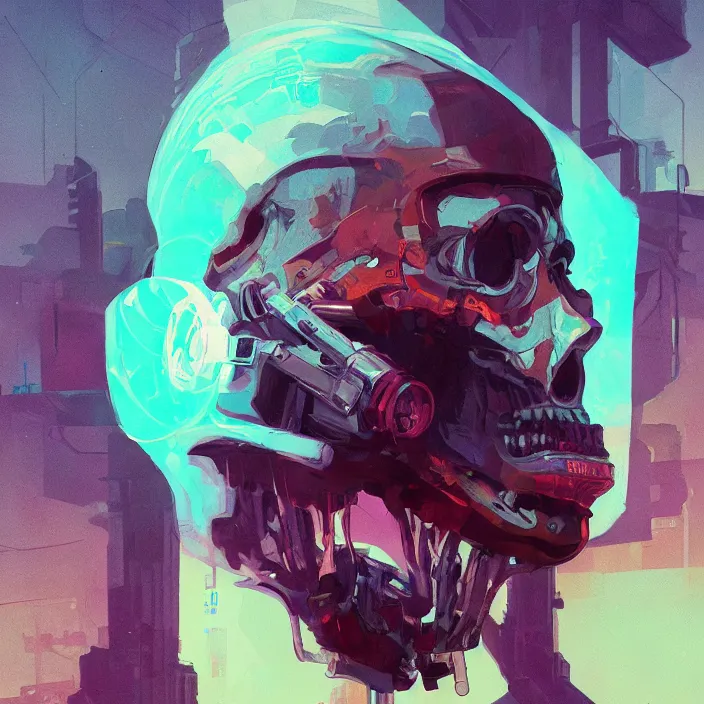 Image similar to a beautiful painting of a cyberpunk skull by sergey kolesov and sachin teng and pascal blanche. in style of digital art. colorful comic, symmetry, hyper detailed. octane render. trending on artstation