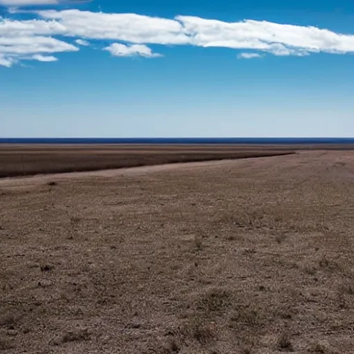 Prompt: a still plain which encompasses everything up to the horizon, with a blue sky above it and perfectly reflected within it, no greenery, no plants, no grass, no trees