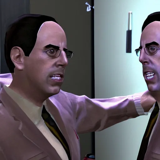 Image similar to Jerry Seinfeld looks into a mirror, Source Engine, Gmod, Half Life 2, CSGO