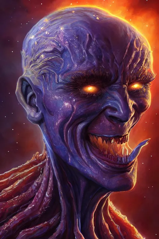 Prompt: beautiful oil painting with high detail of a wise Space ent((gap jaw)) made of stars and plasma, hybrid from dungeons and dragons and art direction by James Cameron ;by artgerm; wayne reynolds art station; cinematic quality character render; low angle; ultra high quality model; production quality cinema model; vampire
