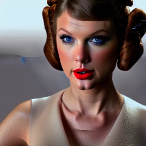 Prompt: Portrait of Taylor Swift as Princess Leia in Star Wars, professional digital painting, smooth, sharp focus, Unreal Engine 5, 8K