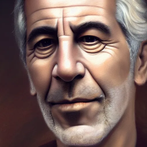 Prompt: A fantasy book style portrait painting of Jeffrey Epstein, François Boucher, Oil Painting, unreal 5, DAZ, hyperrealistic, octane render, Regal, Refined, Detailed Digital Art, RPG portrait, William-Adolphe Bouguereau, Michael Cheval, Walt Disney (1937), Volumetric Golden dappled dynamic lighting, Highly Detailed, Cinematic Lighting, Unreal Engine, 8k, HD