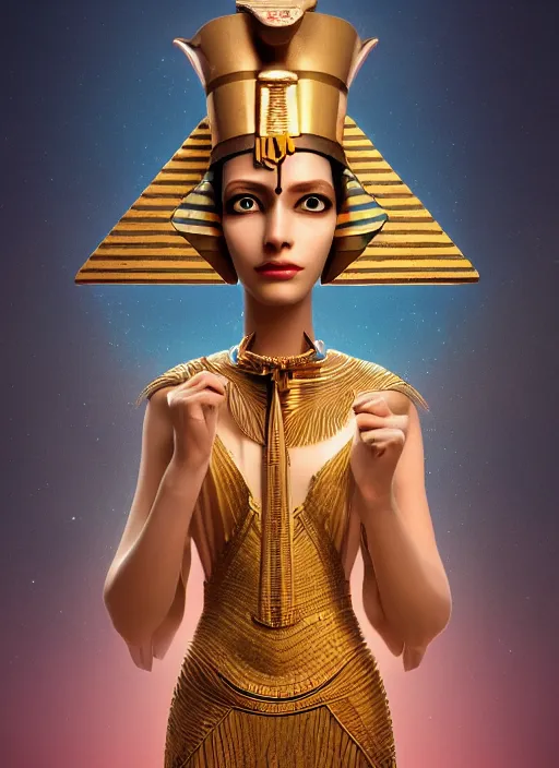 Image similar to an anthropomorphic beautiful female wizard of pharaoh holding magic wand portrait wearing robe, fine art, award winning, intricate, elegant, sharp focus, octane render, hyperrealistic, cinematic lighting, highly detailed, digital painting, 8 k concept art, art by jamie hewlett and z. w. gu, masterpiece, trending on artstation, 8 k