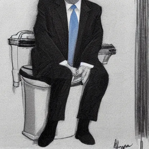 Image similar to donald trump sitting on the toilet, smooth, elegant, sharp focus, highly detailed