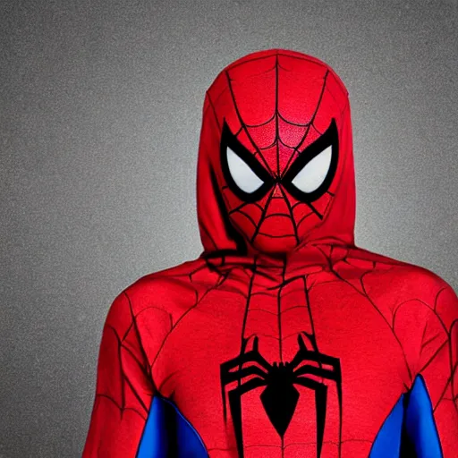 Image similar to Spiderman wearing hoodie, realistic photo