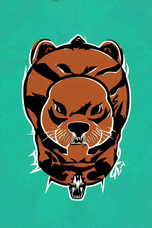 Image similar to in the style of max prentis and deathburger and laurie greasley a vector e-sports vector logo of a otter, highly detailed, colourful, 8k wallpaper