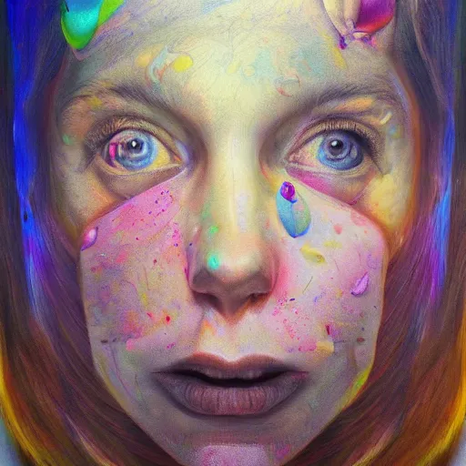 Prompt: borderline personality syndrome, descriptive art, oil Painting, ultradetailed, artstation, by Pipilotti Rist