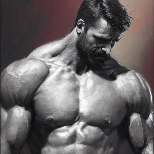 Prompt: handsome portrait of a spartan guy bodybuilder posing, radiant light, caustics, war hero, hibiscus, by gaston bussiere, bayard wu, greg rutkowski, giger, maxim verehin