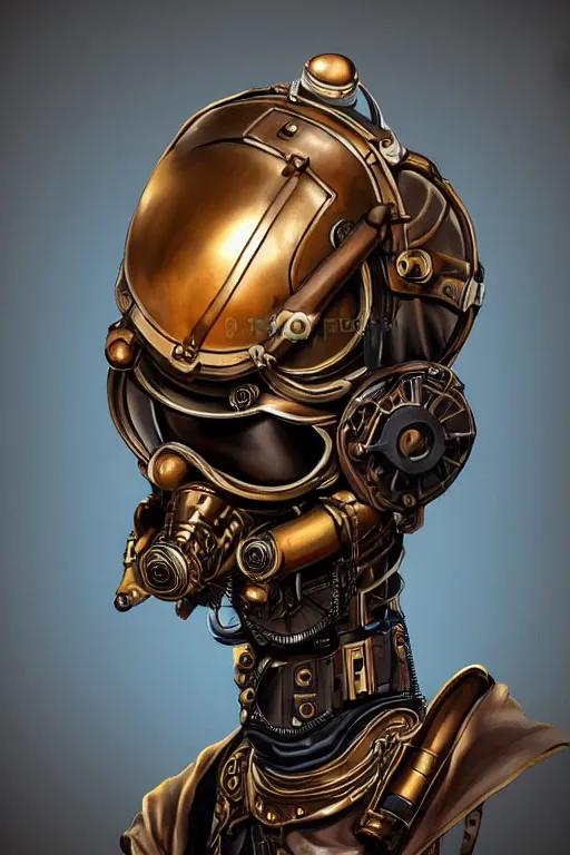 Image similar to steampunk helmet fantasy art mask robot ninja stylized digital illustration sharp focus, elegant intricate digital painting artstation concept art global illumination ray tracing advanced technology chaykin howard and campionpascale and cooke darwyn and davis jack