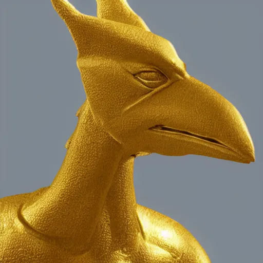 Image similar to A golden statue of Zard from the video game Adventure Quest.