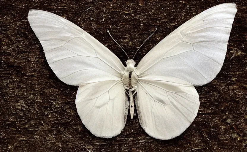 Prompt: a white butterfly made of fire,-H 448