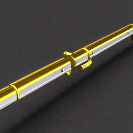 Prompt: 3d render of a shiny futuristic laser katana, high detail, complex