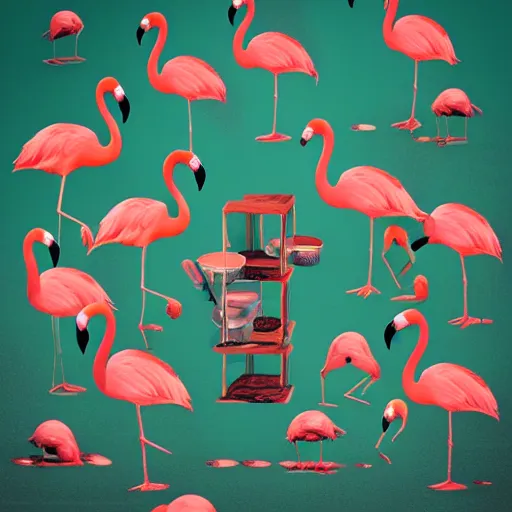 Image similar to the flamingo cafe by william maranci, weirdcore folk album cover artstation behance hd unsplash contest winner