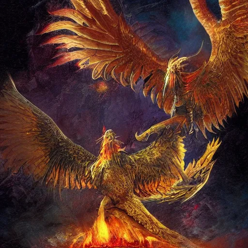 Image similar to photograph of the phoenix, the majestic mythical bird with the plumage of fire, beautiful intense light of fire, hyper detailed, photography, marc simonetti, john howe