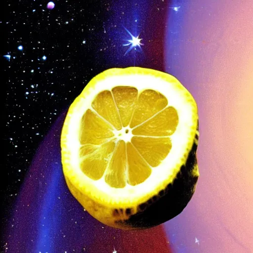 Image similar to cross section lemon as star, photo by hubble