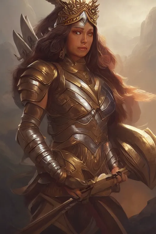 Image similar to amazon valkyrie athena, d & d, fantasy, portrait, highly detailed, headshot, digital painting, trending on artstation, concept art, sharp focus, illustration, art by artgerm and greg rutkowski and magali villeneuve