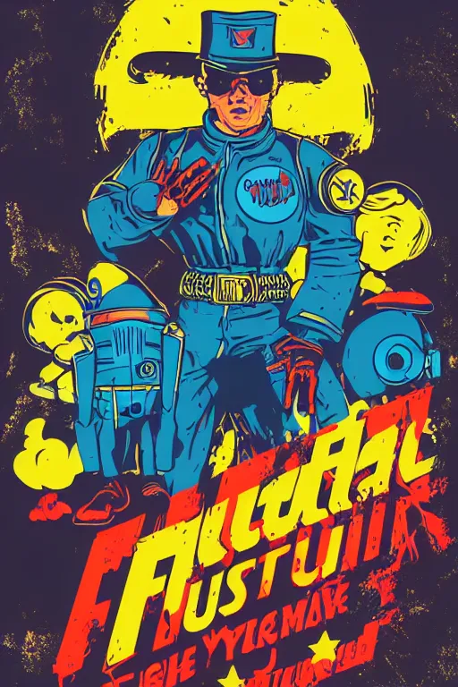 Image similar to fallout 7 6 retro futurist illustration art by butcher billy, sticker, colorful, illustration, highly detailed, simple, smooth and clean vector curves, no jagged lines, vector art, smooth andy warhol style