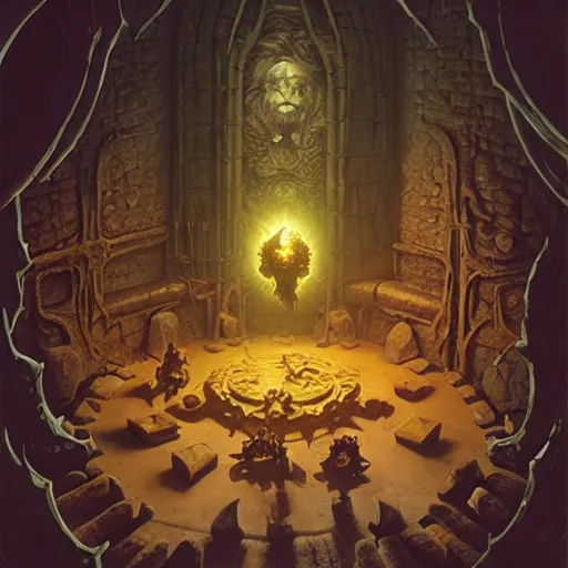 Prompt: xanathar the beholder in a dungeon, d & d, fantasy, greg rutkowski, frank frazetta, alexandre chaudret, boris vallejo, michael whelan, miro petrov, hr giger, magali villeneuve, donato giancola