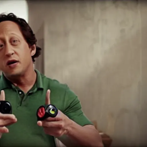 Image similar to movie still of rob schneider as an xbox, directed by michael bay