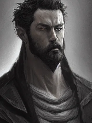 Prompt: a sad man, black clothes. mourning, grieving. intricate, elegant, highly detailed, digital painting, artstation, concept art, sharp focus, illustration, by justin gerard and artgerm, 8 k