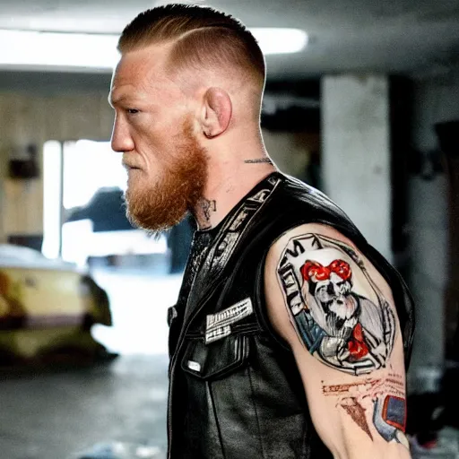 Prompt: Connor McGregor in sons of anarchy very detailed 4k quality super realistic