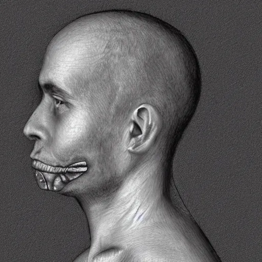 Prompt: medical drawing of a man with a strange condition on his face