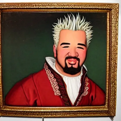 Prompt: a 1 6 0 0 s portrait painting of guy fieri pc gaming