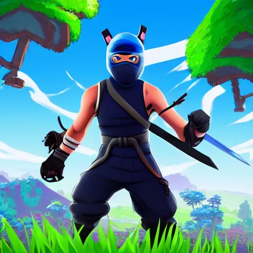 Prompt: ninja from fortnite in the style of studio ghibli