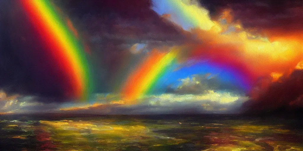 Image similar to a rainbow, cinematic lighting, detailed oil painting, hyperrealistic, 8k