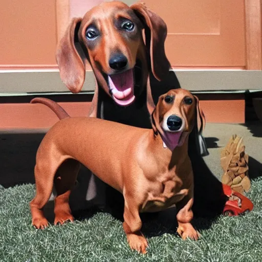 Image similar to a giant wiener dog is a world eater
