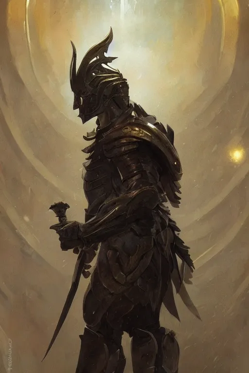 Image similar to a masculine elegant man from sideview with large shoulders, armor, and wearing golden laurel wreath, ethereal horror fantasy art by greg rutkowski and magali villanueve and monet con