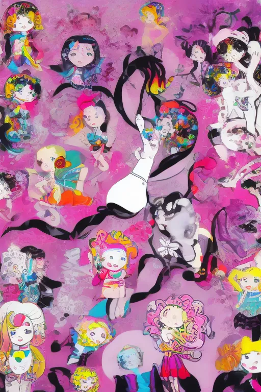 Prompt: empowering female artwork by tokidoki, ali sabet, lisa frank & sho murase