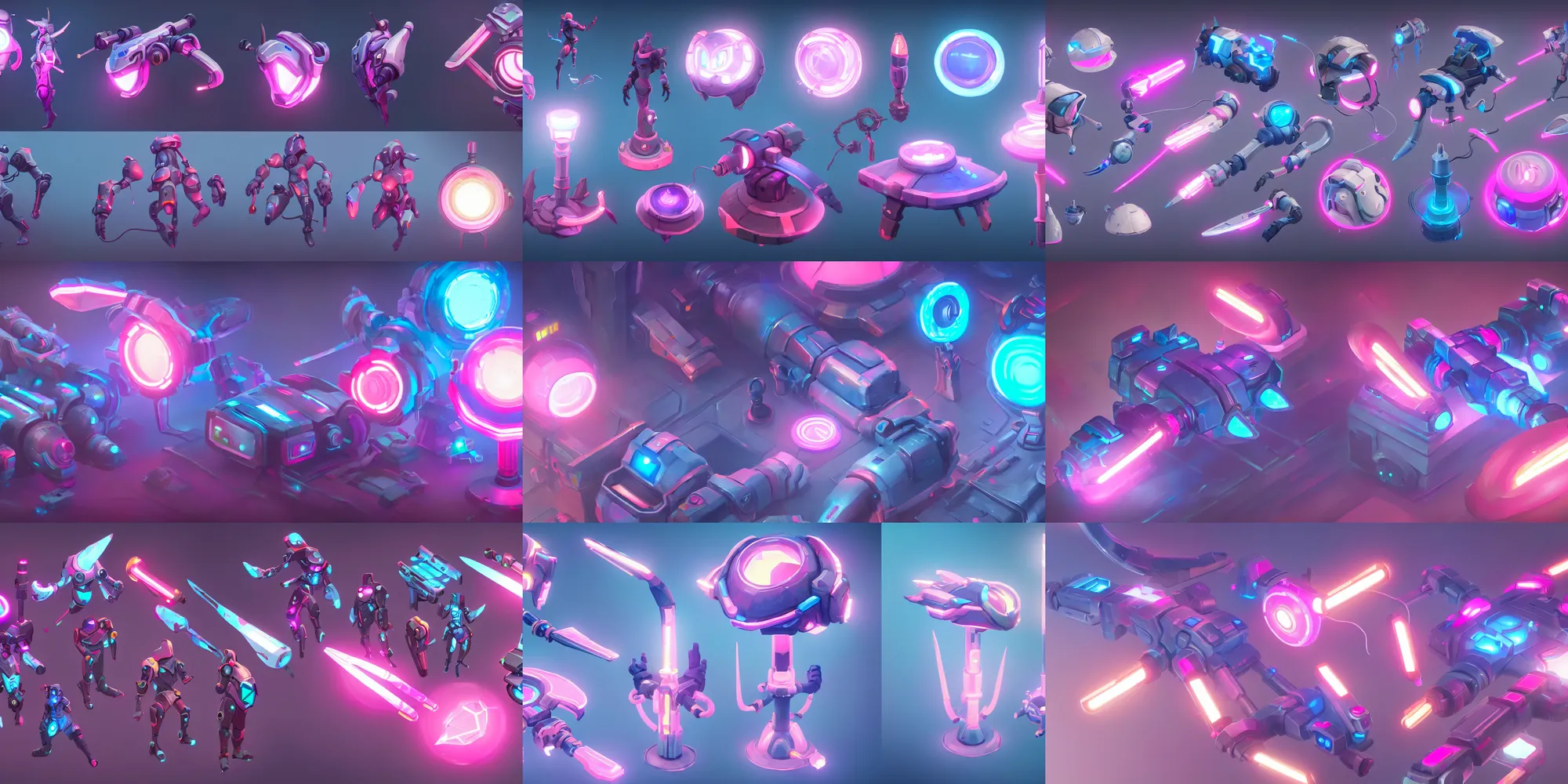 Prompt: game asset of close up of futuristic lamps and light sources, in gouache detailed paintings, props, stylized, 2 d sprites, kitbash, arcane, overwatch, blue and pink color scheme, 8 k, close up