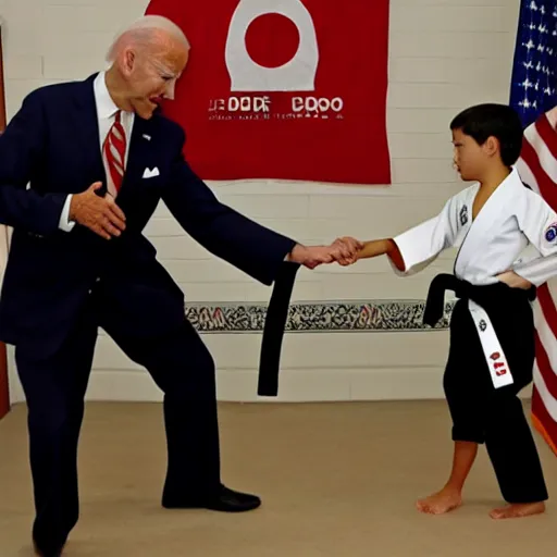 Image similar to joe biden's karate dojo, dojo biden