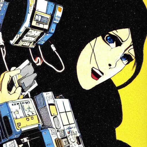 Prompt: android dreaming of electric sheep, by katsuhiro otomo