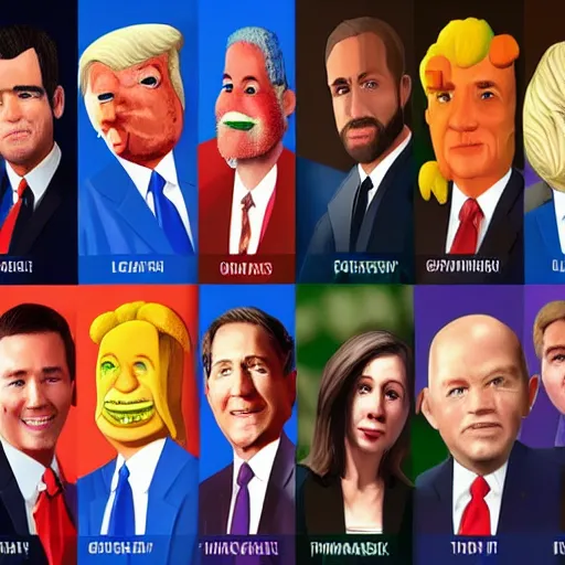 Prompt: presidential debate but all the candidates are various fruits and vegetables, ultra detailed, 8 k, trending on artstation, award - winning art,