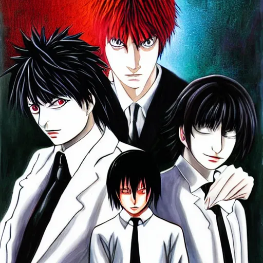 Image similar to a beautiful painting representative of the art style of death note