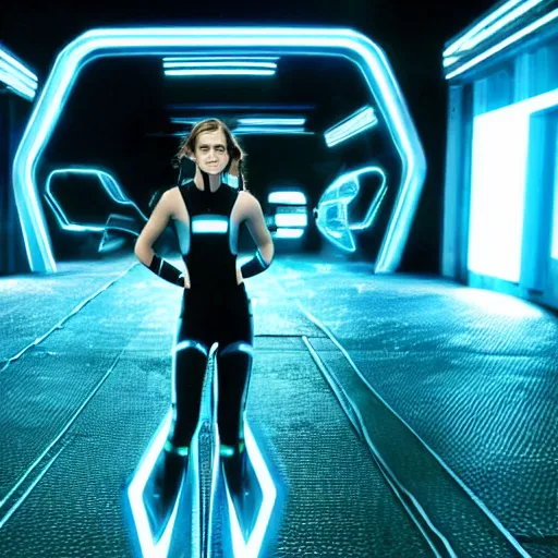 Image similar to movie still of emma watson in tron : legacy ( 2 0 1 0 )