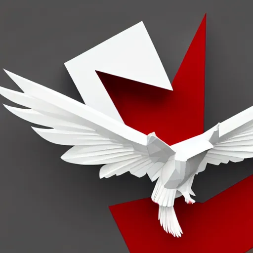 Image similar to low poly, vector, white eagle flying above an open book, icon, red background, cgsociety, artstation, octane render