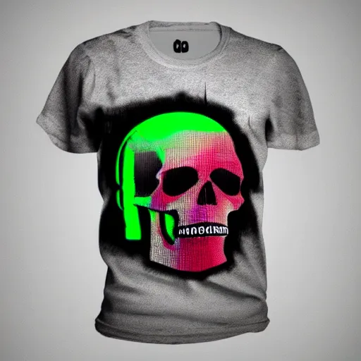 Image similar to pinterest skull modern streetwear design greenlight | cyberpunk color