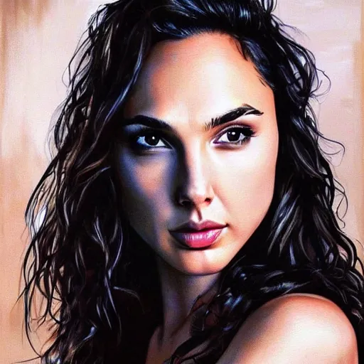 Gal Gadot sensual painting, seductive look, realistic, | Stable ...